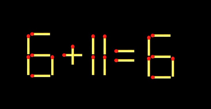 Thử tài IQ: Di chuyển một que diêm để 6+11=6 thành phép tính đúng - Ảnh 1.