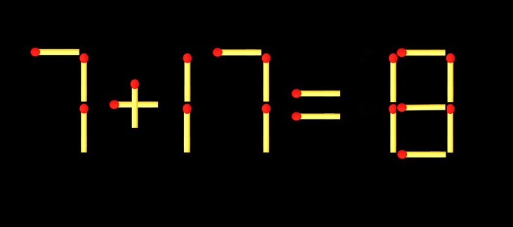 Thử tài IQ: Di chuyển một que diêm để 7+17=8 thành phép tính đúng - Ảnh 1.