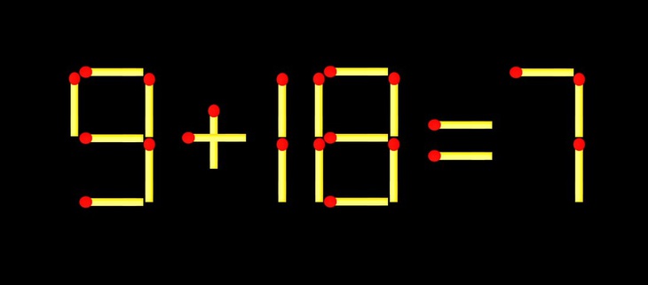 Thử tài IQ: Di chuyển một que diêm để 9+18=7 thành phép tính đúng - Ảnh 1.