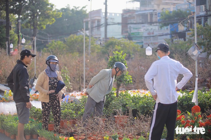 Tiểu thương chợ hoa xuân lo lắng vì hoa bán chậm, giá rẻ - Ảnh 2.