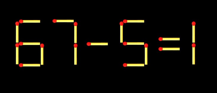 Thử tài IQ: Di chuyển một que diêm để 67-5=1 thành phép tính đúng - Ảnh 1.