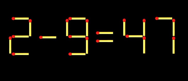 Thử tài IQ: Di chuyển một que diêm để 2-9=47 thành phép tính đúng - Ảnh 1.