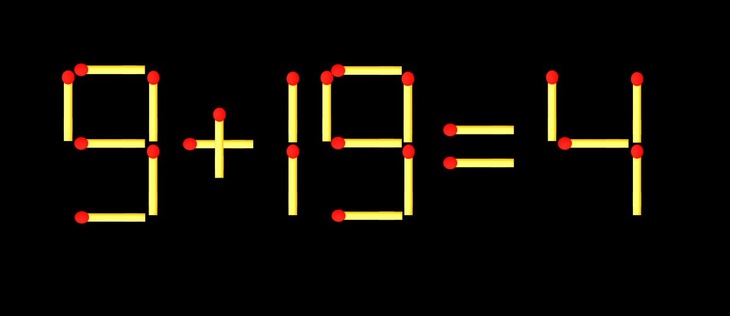 Thử tài IQ: Di chuyển một que diêm để 9+19=4 thành phép tính đúng - Ảnh 1.