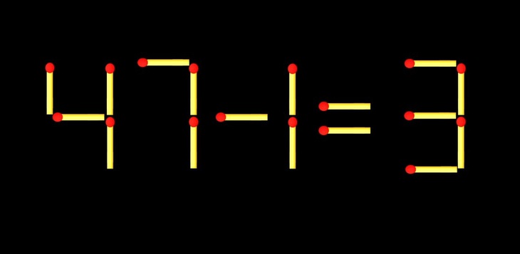 Thử tài IQ: Di chuyển một que diêm để 47-1=3 thành phép tính đúng - Ảnh 1.