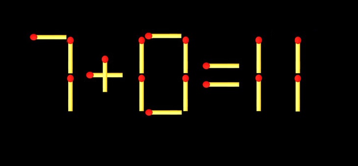 Thử tài IQ: Di chuyển một que diêm để 7+0=11 thành phép tính đúng - Ảnh 1.