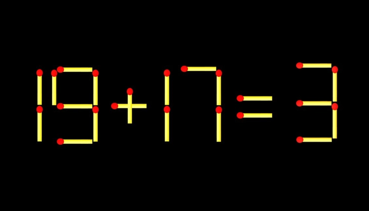 Thử tài IQ: Di chuyển một que diêm để 19+17=3 thành phép tính đúng - Ảnh 1.