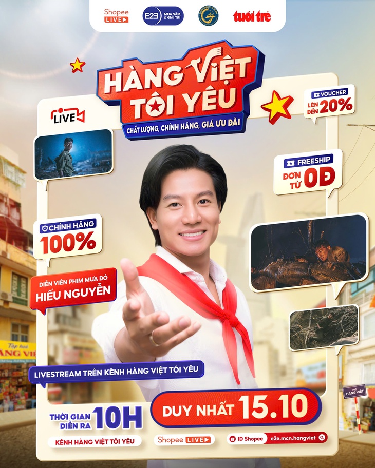 Diễn viên Hiếu Nguyễn livestream trên kênh 'Hàng Việt tôi yêu' - Ảnh 1.