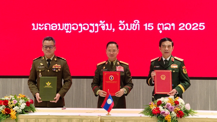 Bộ trưởng Quốc phòng Việt Nam, Lào, Campuchia gặp nhau, chứng kiến diễn tập chung - Ảnh 6.