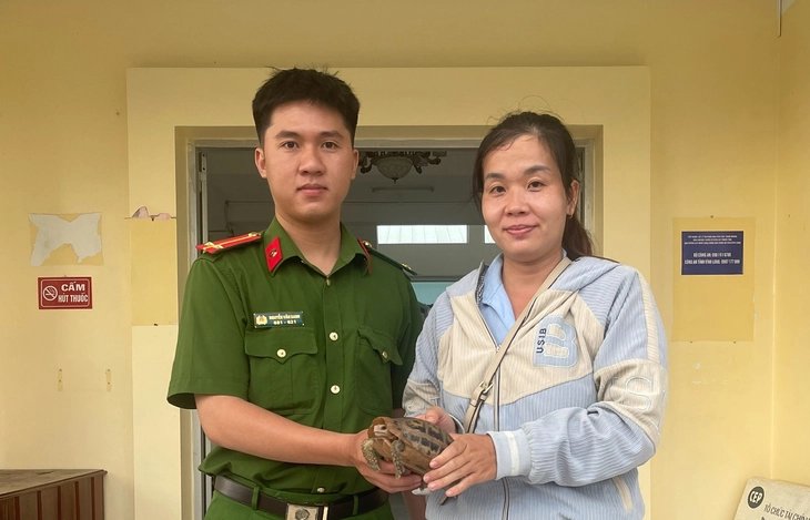 Rùa núi vàng và tê tê đi lạc, người dân phát hiện liền đem giao nộp cho công an - Ảnh 3.