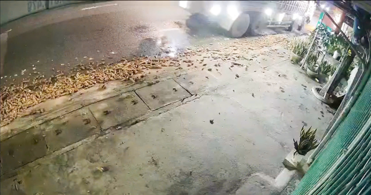 Truy tìm tài xế xe tải làm đổ 3 tấn củ mì rồi bỏ đi, khiến nhiều xe máy trượt ngã - Ảnh 2.