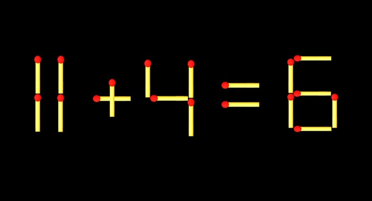 Thử tài IQ: Di chuyển một que diêm để 11+4=6 thành phép tính đúng - Ảnh 1.