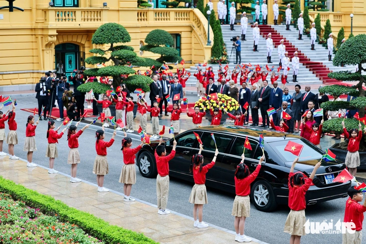 Chủ tịch nước Lương Cường chủ trì lễ đón Tổng thống Nam Phi - Ảnh 3.