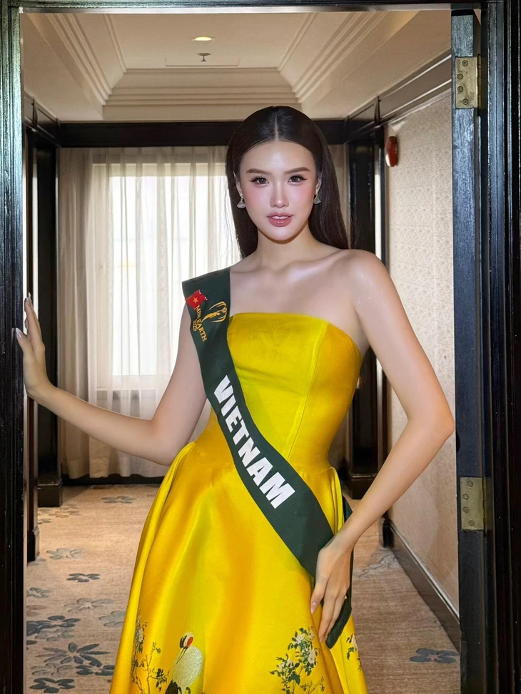 Trịnh Mỹ Anh mang trang phục dân tộc lấy cảm hứng hình tượng phụ nữ Việt đến Miss Earth 2025 - Ảnh 6. Miss Earth - Ảnh 6.