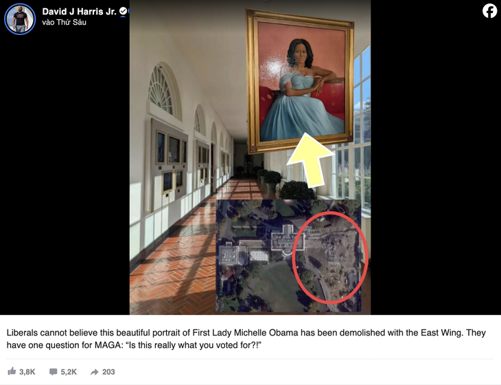 Ông Trump phá dỡ Cánh Đông Nhà Trắng, 'vô tình' hủy luôn chân dung của bà Michelle Obama? - Ảnh 2. Michelle Obama - Ảnh 2.