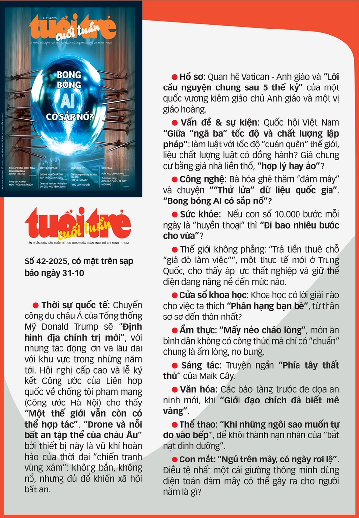 Tuổi Trẻ Cuối Tuần số 42-2025: Bong bóng AI có sắp nổ? - Ảnh 2.