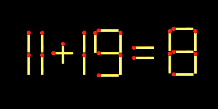 Thử tài IQ: Di chuyển một que diêm để 11+19=8 thành phép tính đúng - Ảnh 1.