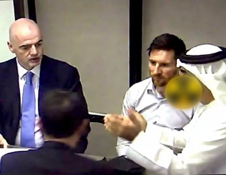 Sự thật ảnh Messi 'họp kín' với Chủ tịch FIFA và Qatar trước World Cup 2022 - Ảnh 1.