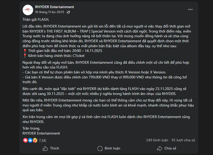 Fan RHYDER 'bức xúc' trước việc thay đổi lịch mở bán album đầu tay - Ảnh 2.