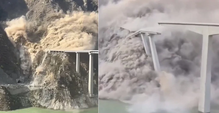 Sập cây cầu lớn ở Trung Quốc chỉ sau vài tháng khánh thành - Ảnh 1.