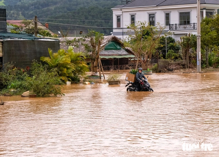 Mưa kéo dài, quốc lộ 20 dẫn vào Đà Lạt ngập- Ảnh 1. Mưa kéo dài, lũ đổ về, quốc lộ 20 dẫn vào Đà Lạt ngập sâu - Ảnh 1.