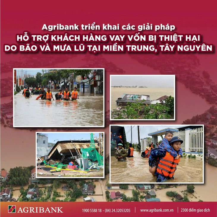 Agribank giảm tới 2%/năm lãi suất cho vay hỗ trợ khách hàng bị thiệt hại do bão và mưa lũ - Ảnh 1.