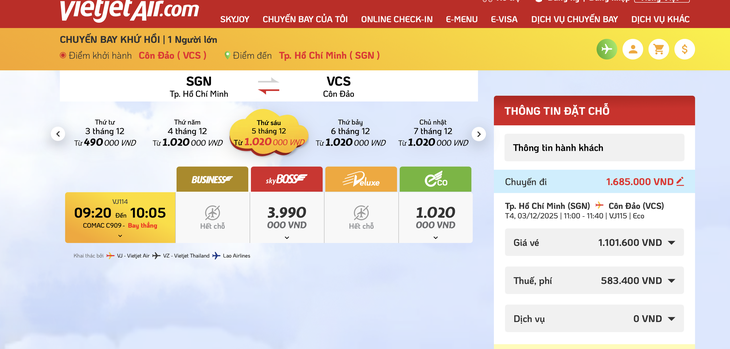 Giá vé máy bay đi Côn Đảo đang được cạnh tranh ra sao? - Ảnh 1.