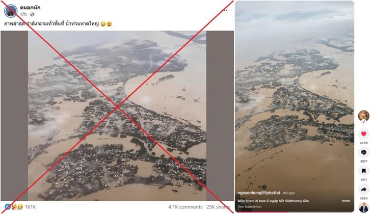 Ảnh lũ lụt Việt Nam bị chia sẻ sai thành ảnh lũ lụt tại Thái Lan - Ảnh 2.
