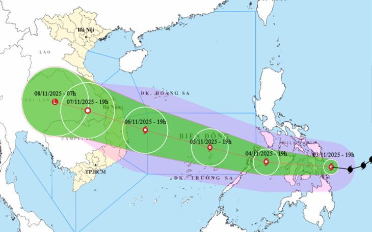 Từ tối 6-11, bão Kalmaegi có thể ảnh hưởng đến Đà Nẵng - Khánh Hòa - Ảnh 3.