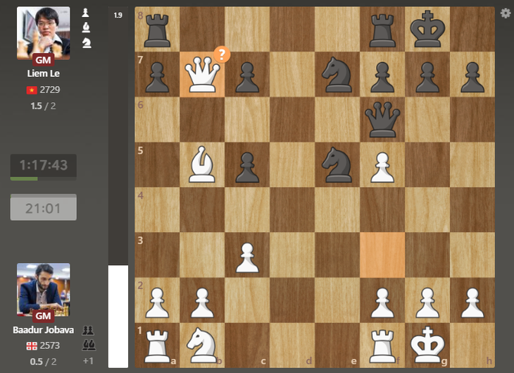 Tham ăn quân, kỳ thủ người Georgia nhận thất bại trước Lê Quang Liêm tại World Cup cờ vua 2025 - Ảnh 3.