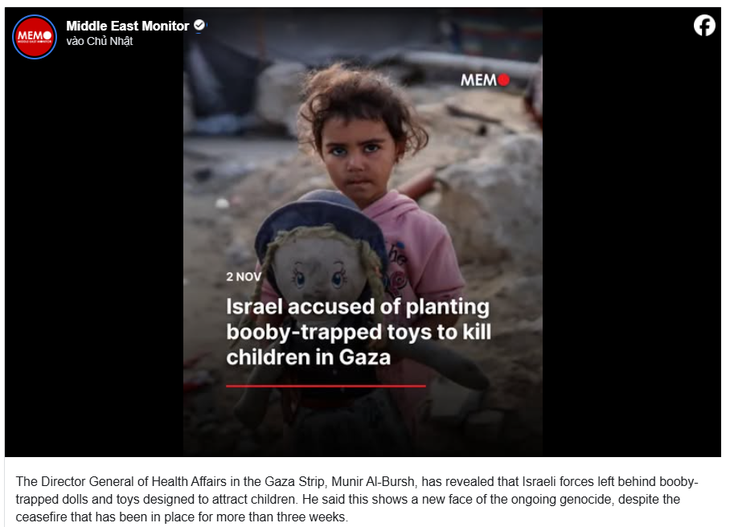 Chưa có chứng cứ về cáo buộc quân đội Israel gài bom vào đồ chơi trẻ em ở Gaza - Ảnh 2.