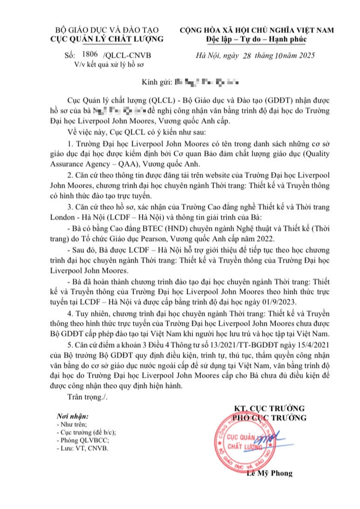 Người học suy sụp khi bằng đại học do nước ngoài cấp không được Bộ GD-ĐT công nhận, trường nói gì? - Ảnh 2.