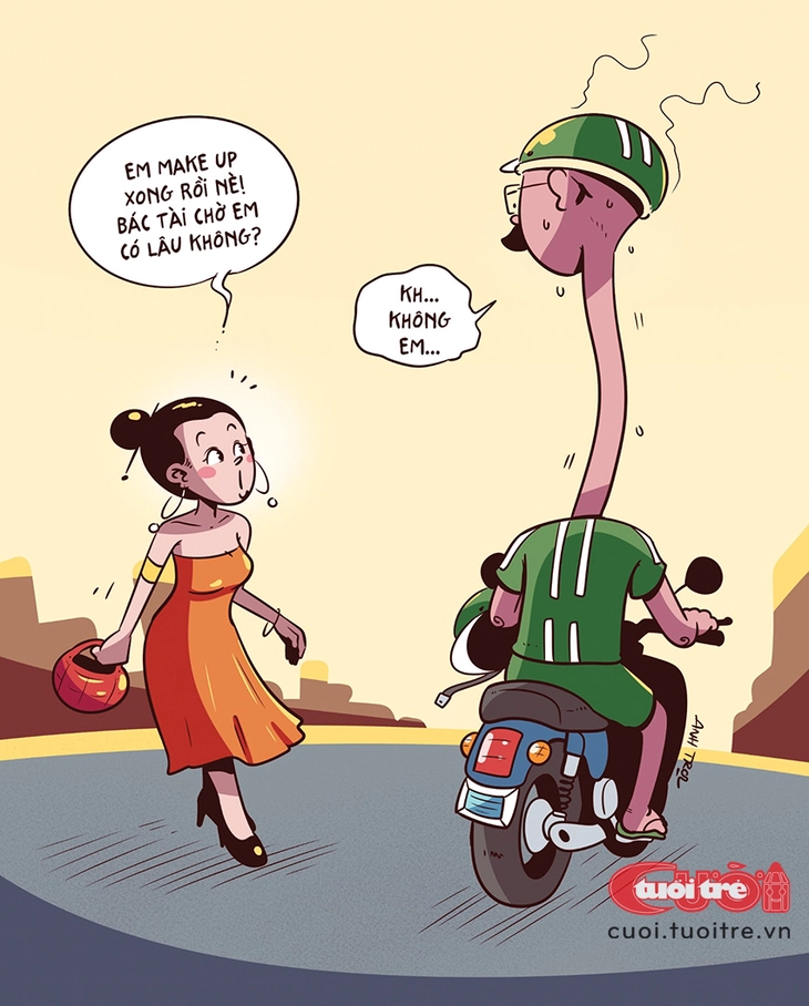 Xe công nghệ chờ dài cổ, khách cứ ung dung thong thả - Ảnh 2.