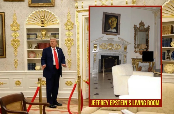 Loạt ảnh so sánh nội thất dát vàng của nhà Epstein và Phòng Bầu dục thời ông Trump - Ảnh 1. Epstein - Ảnh 1.