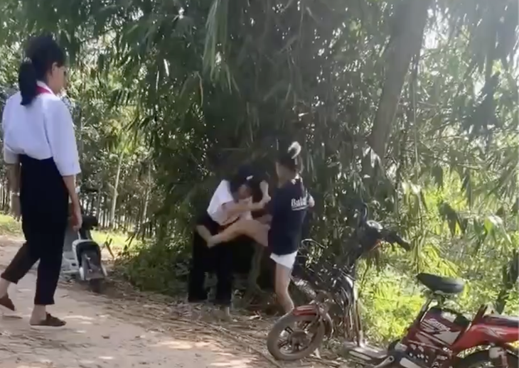 Nữ sinh lớp 9 cùng bạn ép nữ sinh lớp 7 vào nghĩa trang đánh để quay clip đưa lên mạng - Ảnh 1.