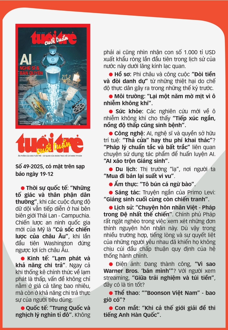 Tuổi Trẻ Cuối Tuần số 49-2025: AI, nghệ sĩ & bản quyền - Ảnh 2.