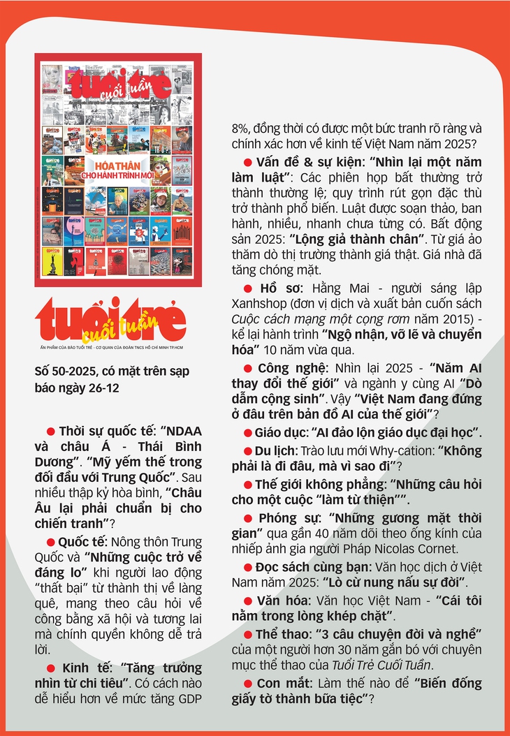 Tuổi Trẻ Cuối Tuần số 50-2025: Hóa thân cho hành trình mới - Ảnh 2.