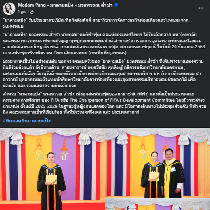 Madam Pang nhận bằng tiến sĩ danh dự giữa tranh cãi về bóng đá Thái - Ảnh 3.