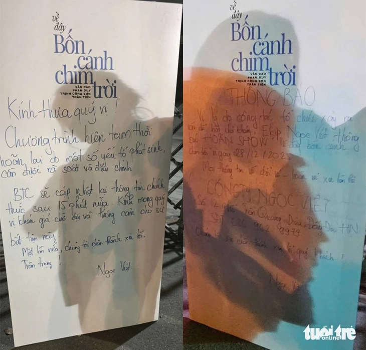 Khán giả tức giận vì đứng đợi, 20h31 concert Về đây bốn cánh chim trời mới báo hoãn - Ảnh 3.