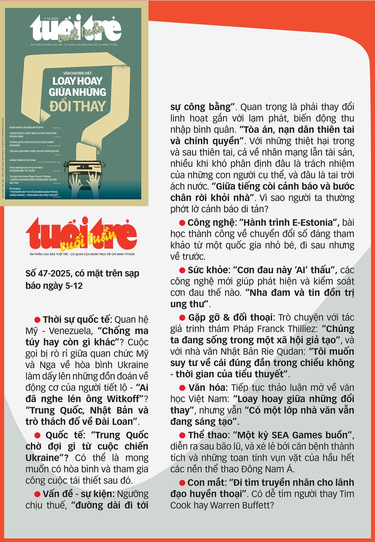 Tuổi Trẻ Cuối Tuần số 47-2025: Văn chương Việt loay hoay giữa những đổi thay - Ảnh 2.