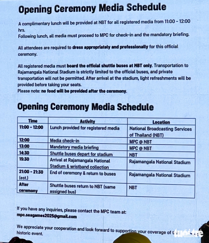 Tác nghiệp khai mạc SEA Games 33: Phóng viên phải có mặt trước 7 tiếng - Ảnh 2.