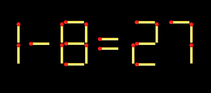 Thử tài IQ: Di chuyển một que diêm để 1-8=27 thành phép tính đúng - Ảnh 1.