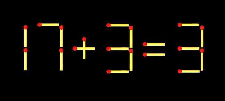 Thử tài IQ: Di chuyển một que diêm để 17+3=3 thành phép tính đúng - Ảnh 1.