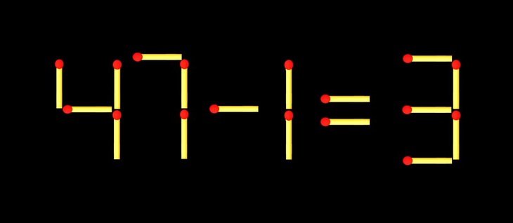 Thử tài IQ: Di chuyển một que diêm để 47-1=3 thành phép tính đúng - Ảnh 1.