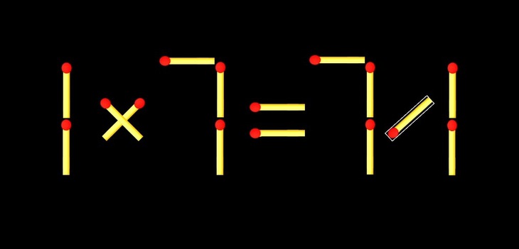 Thử tài IQ: Di chuyển một que diêm để 1x7=77 thành phép tính đúng - Ảnh 1.