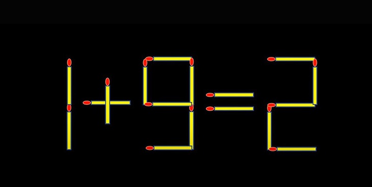 Thử tài IQ: Di chuyển một que diêm để 1+9=2 thành phép tính đúng - Ảnh 1.