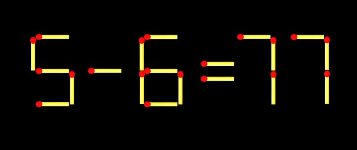 Thử tài IQ: Di chuyển một que diêm để 5-6=77 thành phép tính đúng - Ảnh 1.