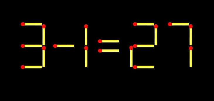 Thử tài IQ: Di chuyển một que diêm để 3-1=27 thành phép tính đúng - Ảnh 1.