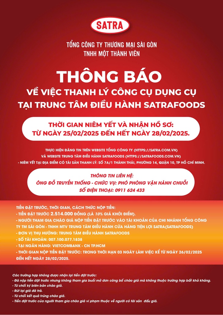 SATRA thanh lý lô công cụ, dụng cụ - Ảnh 1.