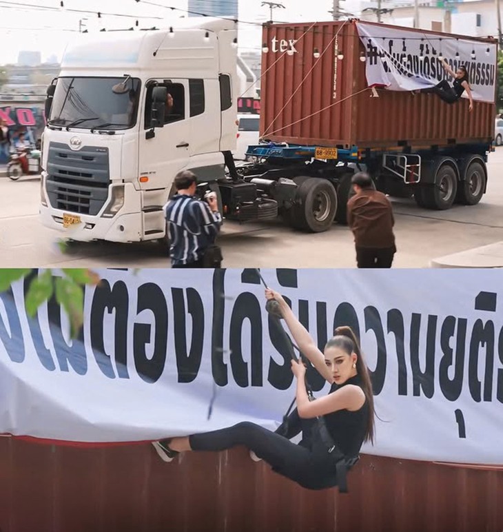 Thí sinh Miss Grand Thailand 2025 đi xe rác, đu container đi thi - Ảnh 3.