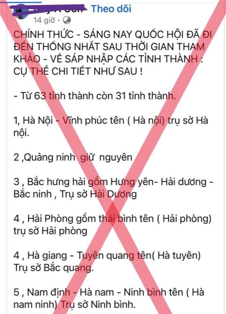 Công an TP.HCM: Thông tin ‘sáp nhập 63 tỉnh thành 31 tỉnh’ là sai sự thật, gây hoang mang - Ảnh 1.